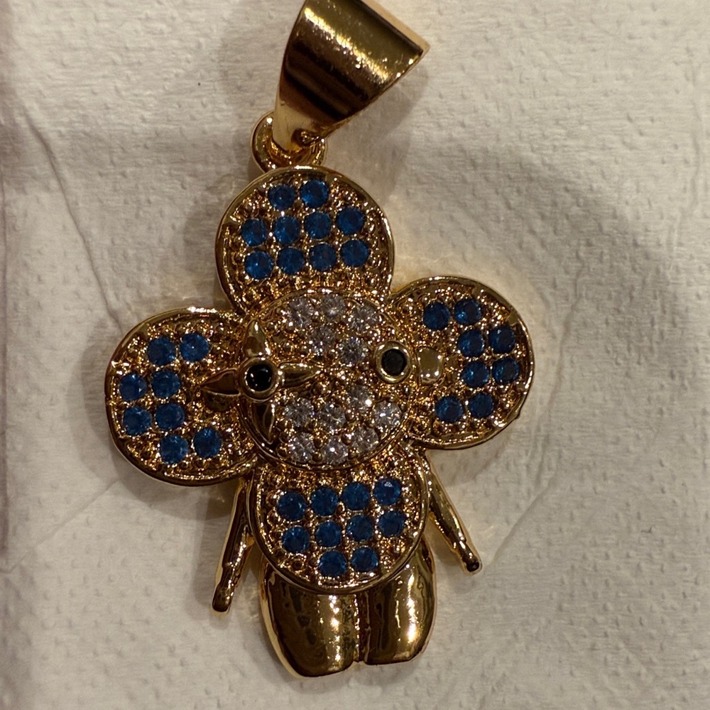 Vivienne Gold and Blue Flower Child Pendant